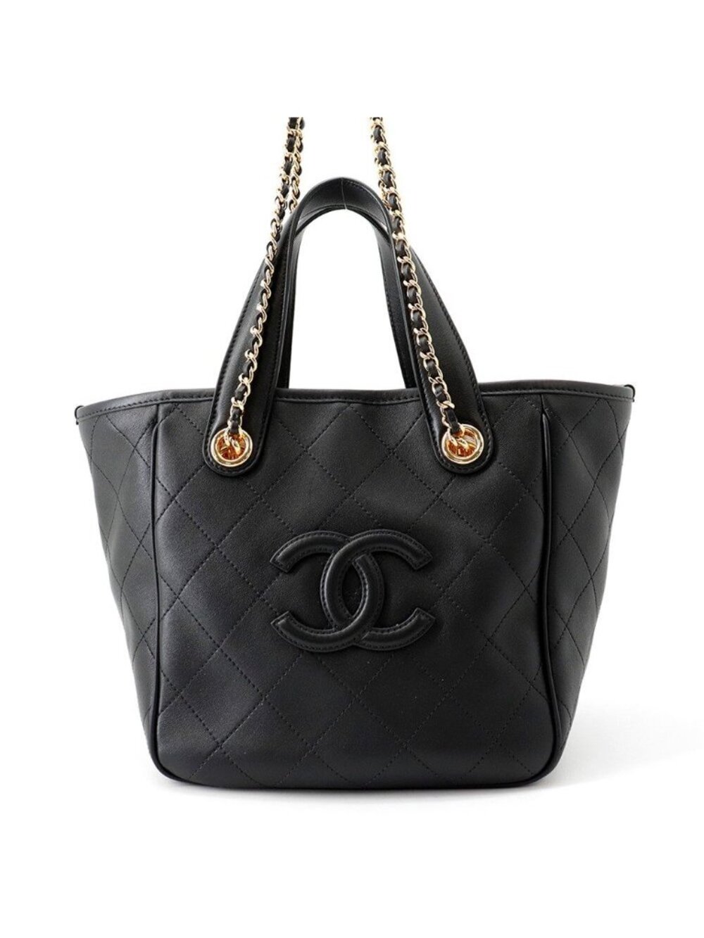 Chanel CC Logo Mini Shopping 2-Way Chain Shoulder Bag Black